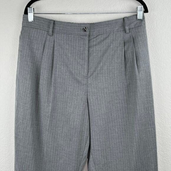 Calvin Klein Gray Pinstripe Straight-Leg High Rise Cropped Trouser Pants 14 NWT - Picture 5 of 14